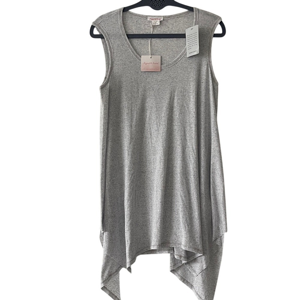 Ingrid‎ & Isabel Light Heather Gray Tunic Tank Large NWT